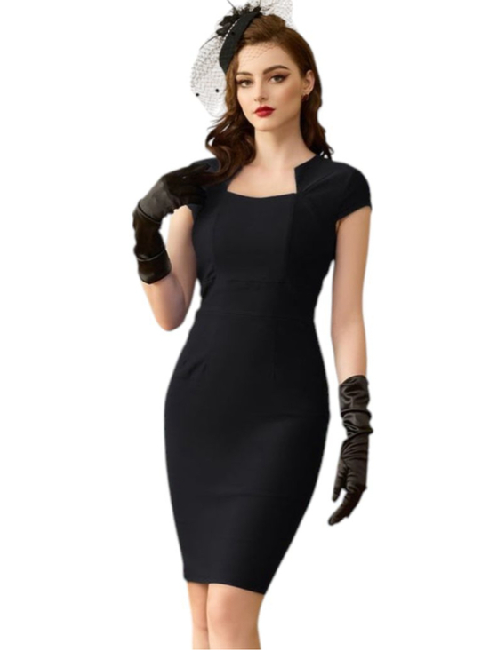 GRACE KARIN Dresses & Skirts - Grace Karin NWT Black Square Neck Retro Sheath Dress Large